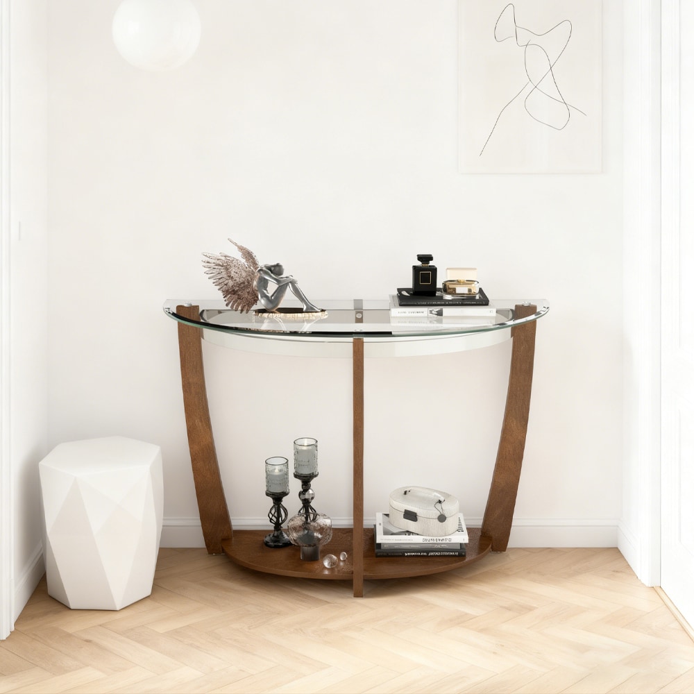 Modern 2-tier Tempered Glass Console Table For Living Room Hallway_voghion.com